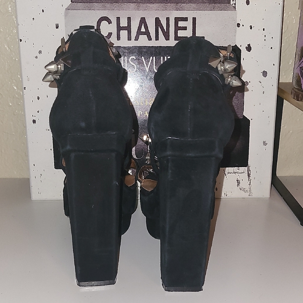 Jeffrey Campbell Toledo Black and Silver Studded Platform Heels - Picture 2 of 7